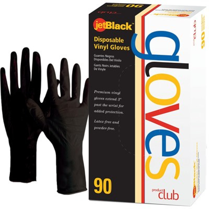 PRODUCT CLUB JET BLACK DISPOSABLE VINYL GLOVES LARGE